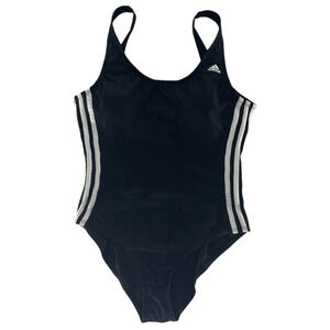Adidas Black 3 Stripe One Piece Swimsuit
